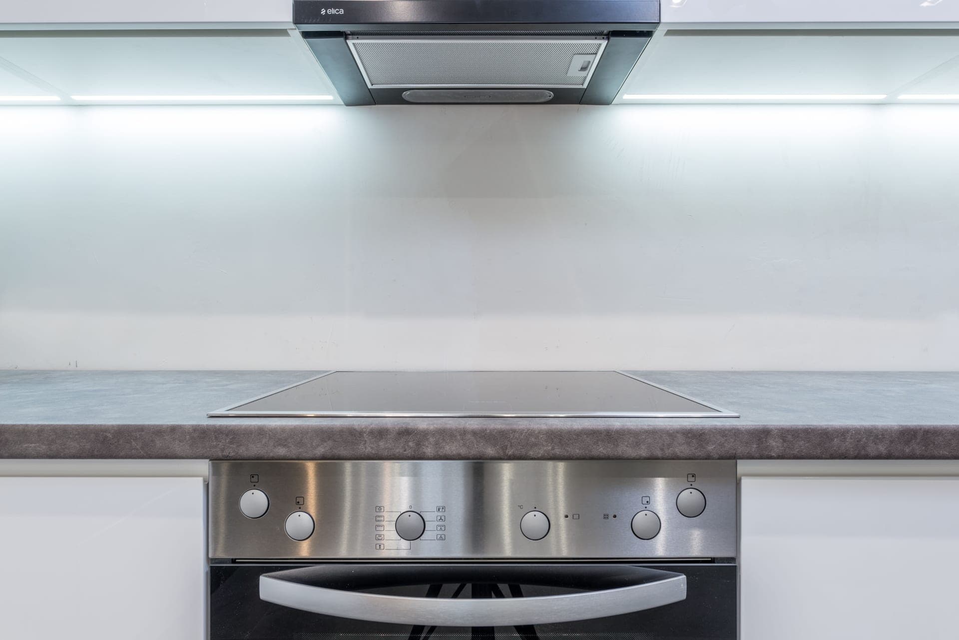 A built-in electric oven in a modern kitchen