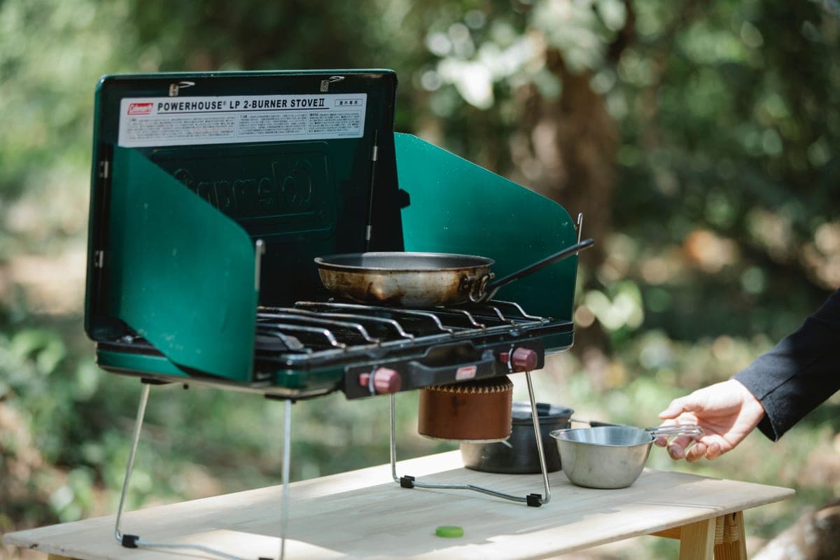 Portable outdoor cooking at a campsite